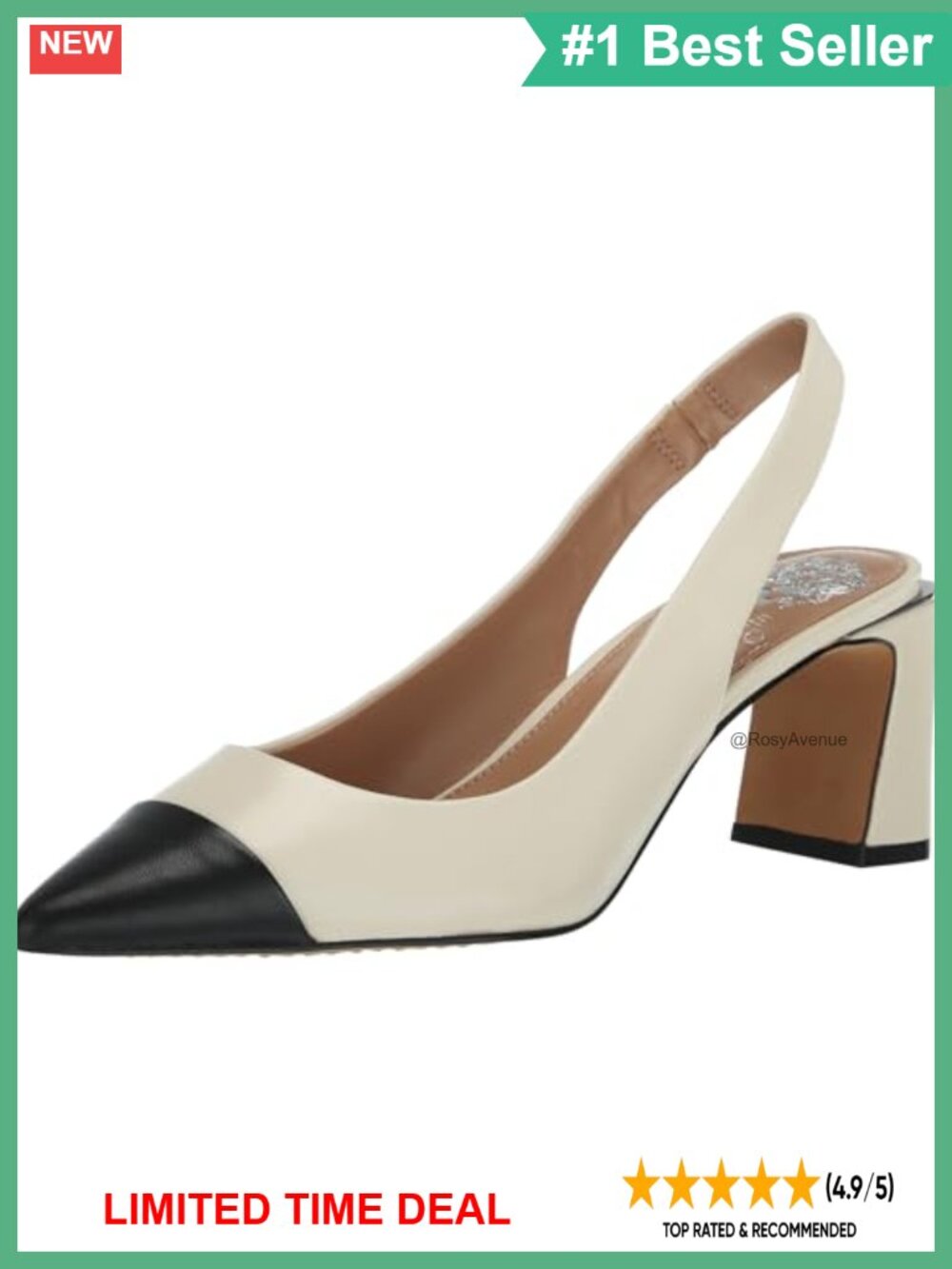 Slingback Pump Block Heel Pointed Toe Leather Cushioned